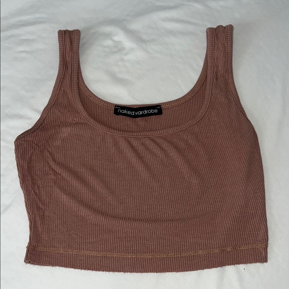 NWOT Naked Wardrobe Brown Fitted Crop Tank Top
